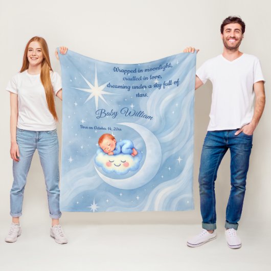Baby Boy Dusche laden Mondlicht Sterne Wasserfarbe Fleecedecke (Beispiel)