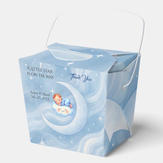 Baby Boy Dusche laden Mondlicht Sterne Wasserfarbe Geschenkschachtel (Vorderseite)
