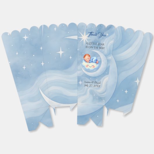 Baby Boy Dusche laden Mondlicht Sterne Wasserfarbe Geschenkschachtel (Ungeklappt)