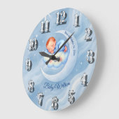 Baby Boy Dusche laden Mondlicht Sterne Wasserfarbe Große Wanduhr (Winkel)