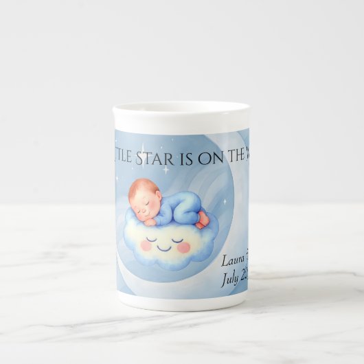 Baby Boy Dusche laden Mondlicht Sterne Wasserfarbe Porzellantasse (Vorderseite)