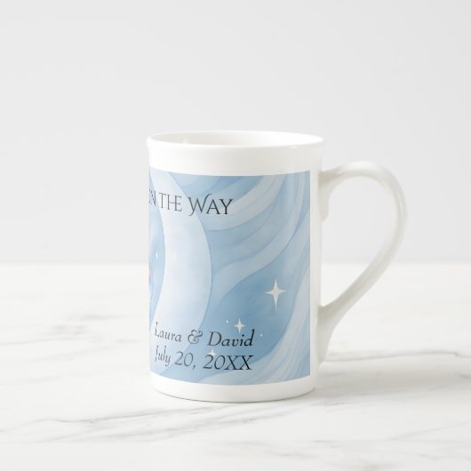 Baby Boy Dusche laden Mondlicht Sterne Wasserfarbe Porzellantasse (Rechts)