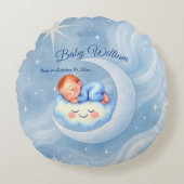 Baby Boy Dusche laden Mondlicht Sterne Wasserfarbe Rundes Kissen (Vorderseite)