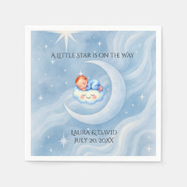 Baby Boy Dusche laden Mondlicht Sterne Wasserfarbe Serviette