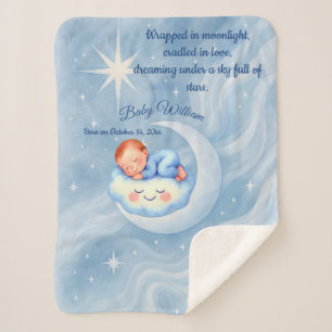 Baby Boy Dusche laden Mondlicht Sterne Wasserfarbe Sherpadecke