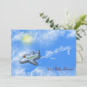 Baby Boy Dusche mit Flugzeug Einladung (Stehend Vorderseite)