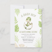Baby Boy Dusche Niedlich Dinosaurier Schnürung Einladung (Vorderseite)