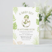 Baby Boy Dusche Niedlich Dinosaurier Schnürung Einladung (Stehend Vorderseite)