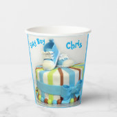 Baby Boy Dusche Papier Cup Kuchen Blue Schuhe Pappbecher (Vorderseite)
