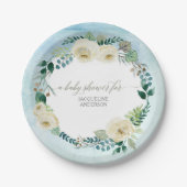 Baby Boy Dusche Rustikale Kleider Blau Elfenbeinkü Pappteller (Vorderseite)