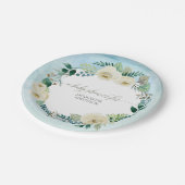 Baby Boy Dusche Rustikale Kleider Blau Elfenbeinkü Pappteller (Schrägansicht)