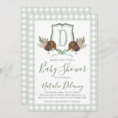 Baby Boy Dusche Türkei South Green Gingham Einladung (Vorne/Hinten)