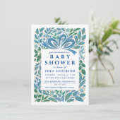 Baby Boy Duschgeschenk Einladung (Stehend Vorderseite)
