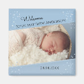 Baby Boy Dusty Blue Sparkling Foto Magnet (Vorne)