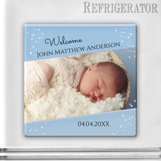 Baby Boy Dusty Blue Sparkling Foto Magnet