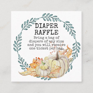 Baby Boy Duwer Diaper Raffle White Pumpkin Blätter Quadratische Visitenkarte