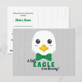 Baby Boy Eagle Green Baby Shower Invitation Postkarte