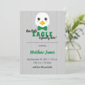 Baby Boy Eagle Green Vertical Baby Announcement Einladung (Stehend Vorderseite)