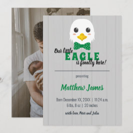 Baby Boy Eagle Green Vertical Baby Announcement Einladung