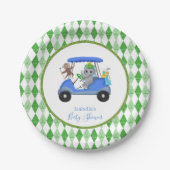 Baby Boy Elefant & Affe Golf Dusche Pappteller (Vorderseite)