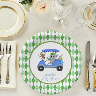 Baby Boy Elefant & Affe Golf Dusche Pappteller