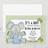 Baby Boy Elepant Einladung (Vorne/Hinten)