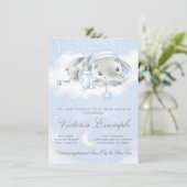 Baby Boy Elephant Baby Dusche Einladung (Stehend Vorderseite)