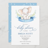 Baby Boy Elephant Baby Dusche Einladung (Vorne/Hinten)