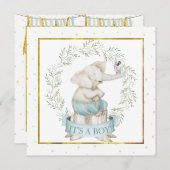Baby Boy Elephant Baby Dusche Einladung (Vorne/Hinten)