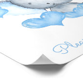 Baby Boy Elephant Baby Dusche Gefallen Tafelschild Poster (Ecke)