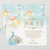 Baby Boy Elephant Balloons Babydusche Sprinkle Dankeskarte (Vorne/Hinten)