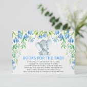 Baby Boy Elephant Blue Floral Bringen Sie eine Boo Begleitkarte (Stehend Vorderseite)