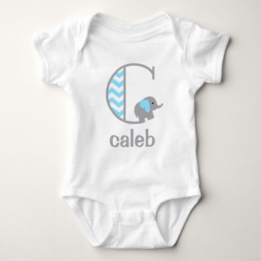 Baby Boy Elephant Bodysuit Boys Monogram Shirt C (Vorderseite)