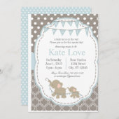 Baby Boy Elephant - Einladung zur Kinderdusche (Vorne/Hinten)