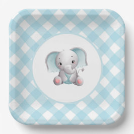 Baby Boy Elephant Geburtstags-Teller, Babydusche Pappteller