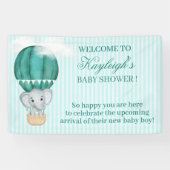 Baby Boy Elephant in Hot Air Balloon Babydusche Banner (Horizontal)