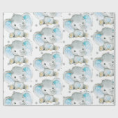 Baby Boy Elephant Jungle Pattern Babydusche Gesche Geschenkpapier (Flach)