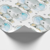 Baby Boy Elephant Jungle Pattern Babydusche Gesche Geschenkpapier (Ecke)
