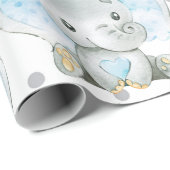 Baby Boy Elephant Jungle Pattern Babydusche Gesche Geschenkpapier (Rolleneckpunkt)