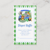Baby Boy Elephant & Monkey Golf Diaper Raffles Begleitkarte (Vorderseite)
