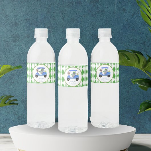 Baby Boy Elephant & Monkey Golf Wasserflaschenetikett