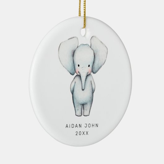 Baby Boy Elephant Personalisiert Niedlich Custom Keramik Ornament (Rechts)