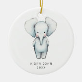 Baby Boy Elephant Personalisiert Niedlich Custom Keramik Ornament (Vorne)