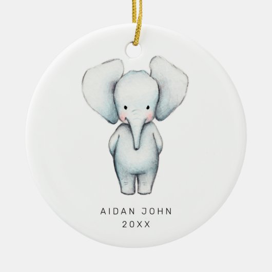 Baby Boy Elephant Personalisiert Niedlich Custom Keramik Ornament (Vorne)