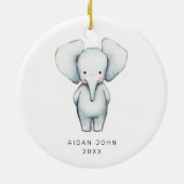 Baby Boy Elephant Personalisiert Niedlich Custom Keramik Ornament (Hinten)