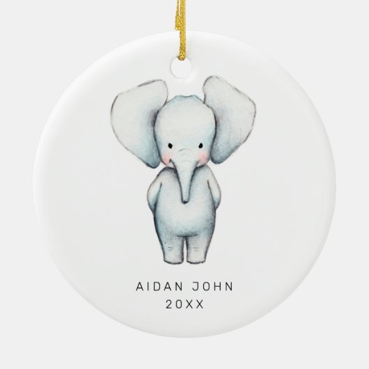 Baby Boy Elephant Personalisiert Niedlich Custom Keramik Ornament (Hinten)