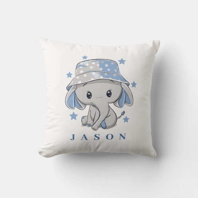 Baby Boy Elephant Throw Kissen (Vorderseite)