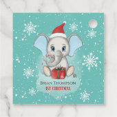 Baby Boy Erste Weihnachtsfeier Niedlich Elephant H Geschenkanhänger (Rückseite)