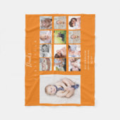 Baby Boy erstes Jahr Foto Collage Keepake Orange Fleecedecke (Vorderseite)