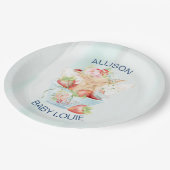 Baby Boy Fairy in Blue Teacup Baby Dusche Pappteller (Schrägansicht)